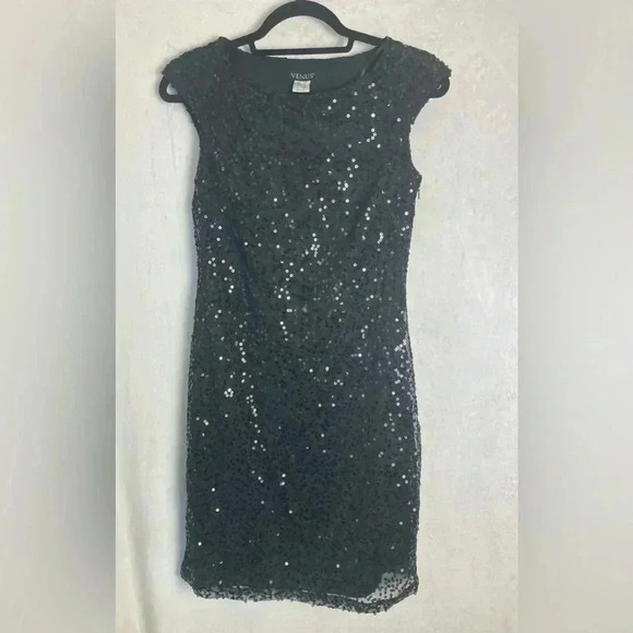 Venus black sequence dress NWOT size 4 - Picture 1 of 10